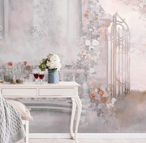 Roman Gates With Flowers Wall Mural