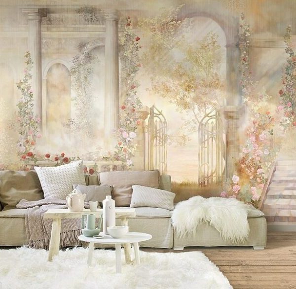 Roman Gates With Flowers Wall Mural