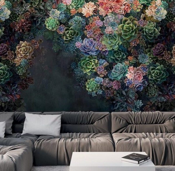 Flowers Hanging From Above Wall Mural