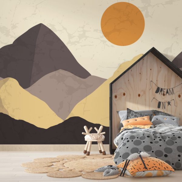 Mountain Landscape Pastel Tones Wall Mural