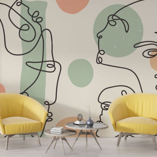 Linear Face Figures Wall Mural