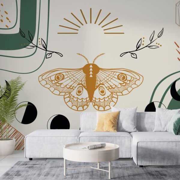 Patterns And Big Butterfly Wall Mural