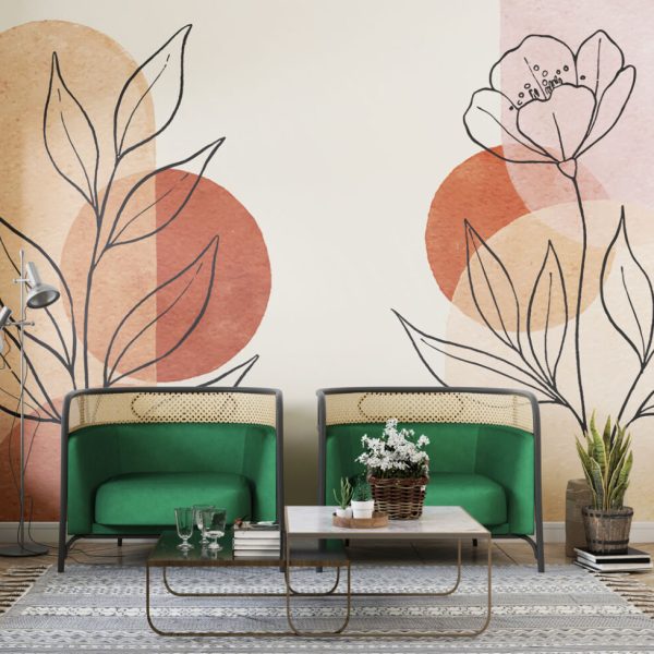 Soft Linear Flowers Wall Mural