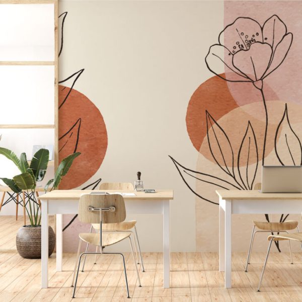 Soft Linear Flowers Wall Mural