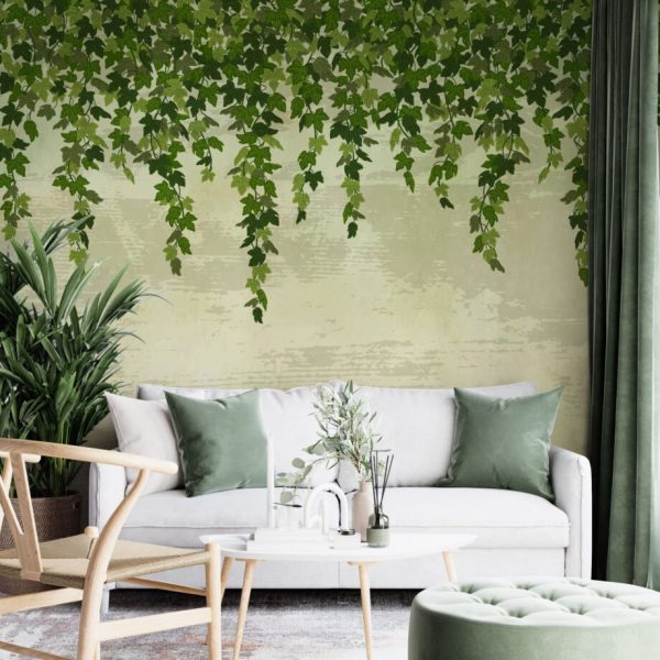 Vine Leaves Hanging From Above Wall Mural