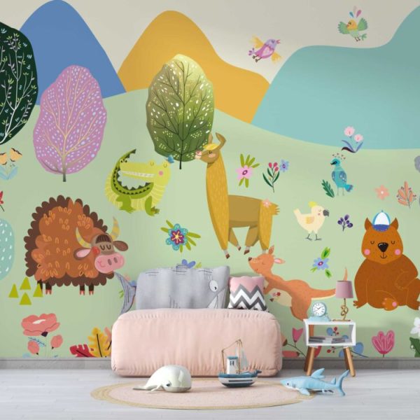 Colorful Animals Fun Wall Mural