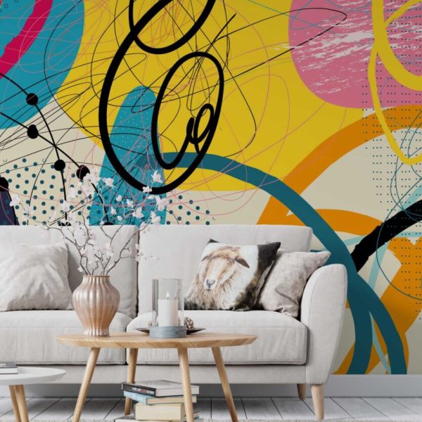 Colorful Linear Patterns Modern Wall Mural