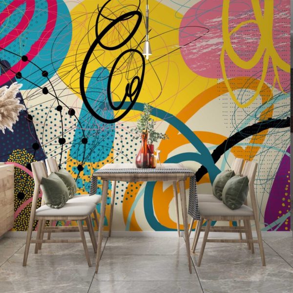 Colorful Linear Patterns Modern Wall Mural