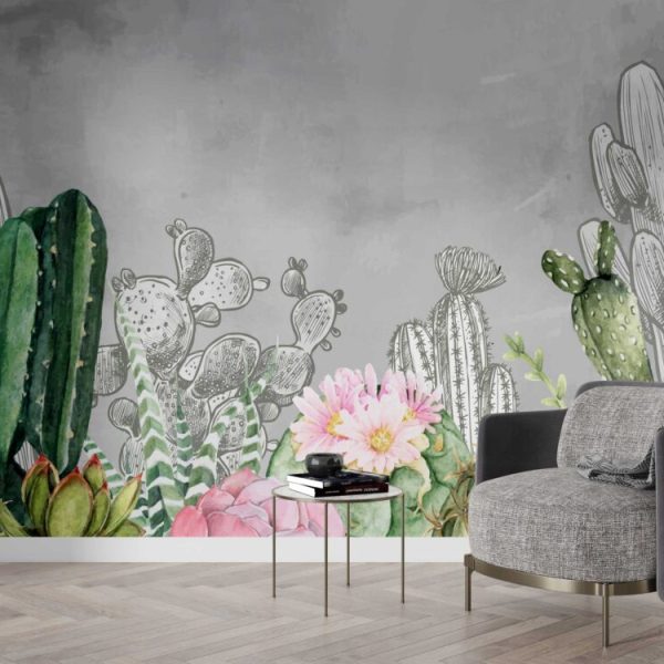 Tropical Leaves And Flowers Wall Mural