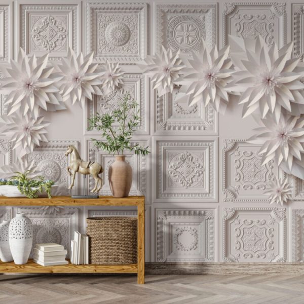 3D Pattern Wall Panels Flowers Wall Mural