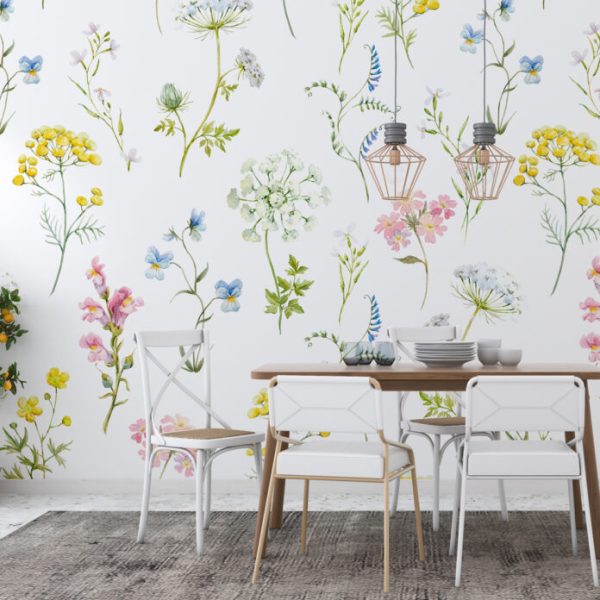 Soft Flower Pattern Wallpaper Wall Mural