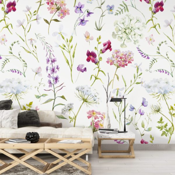 Soft Color Flowers Wall Mural