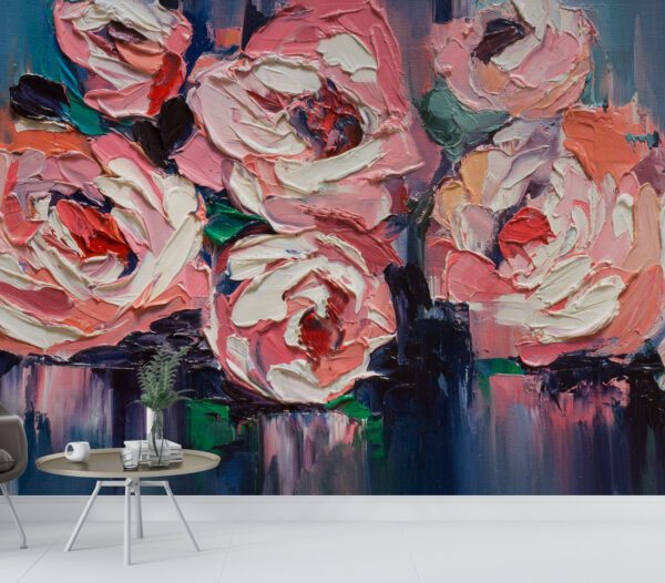 Oil Painting Roses 3D Wallpaper Wall Mural