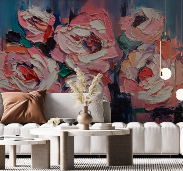 Oil Painting Roses 3D Wallpaper Wall Mural