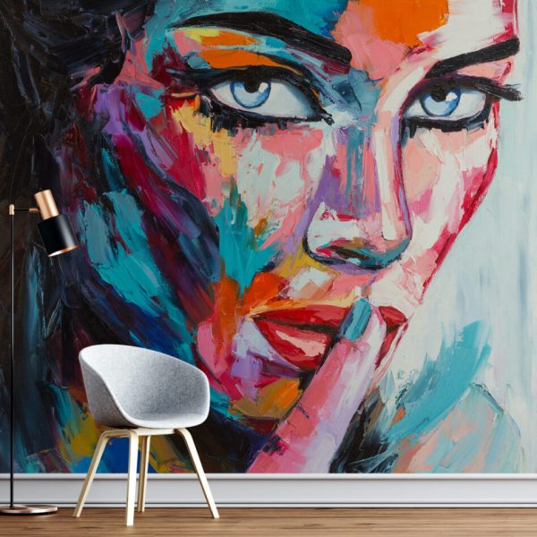 Oil Painting Colorful Woman Wall Mural