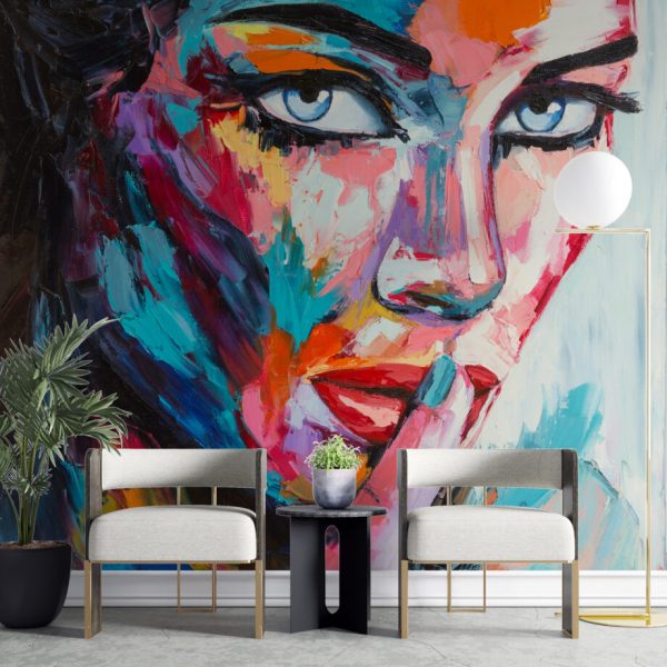 Oil Painting Colorful Woman Wall Mural