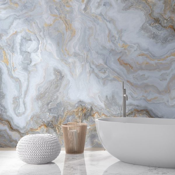 Gold And White Marble Pattern Wall Mural