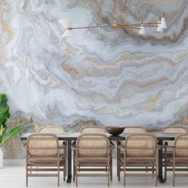 Gold And White Marble Pattern Wall Mural