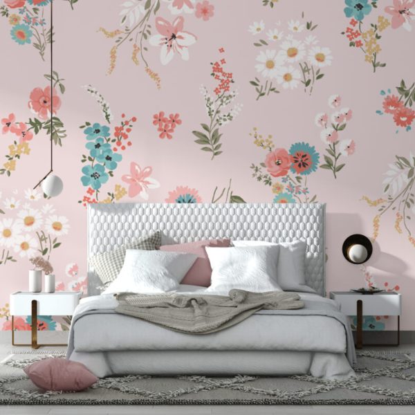Soft Flowers Pink Wall Mural