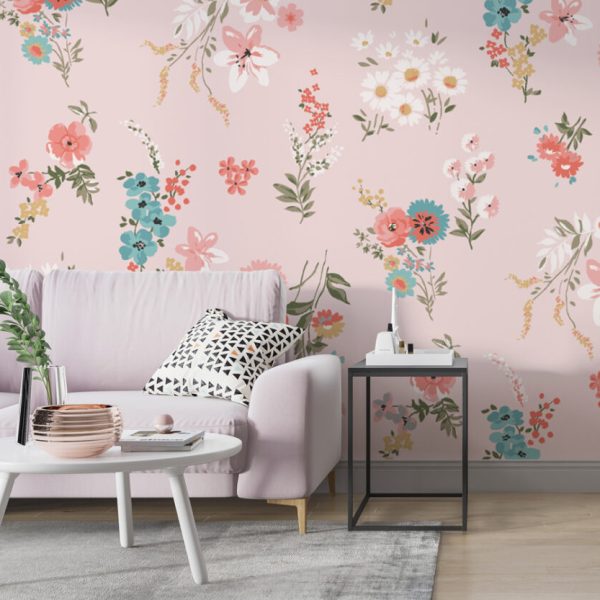 Soft Flowers Pink Wall Mural