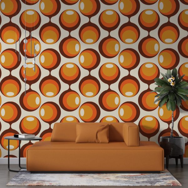 Bohemian Orange Patterns Wall Mural