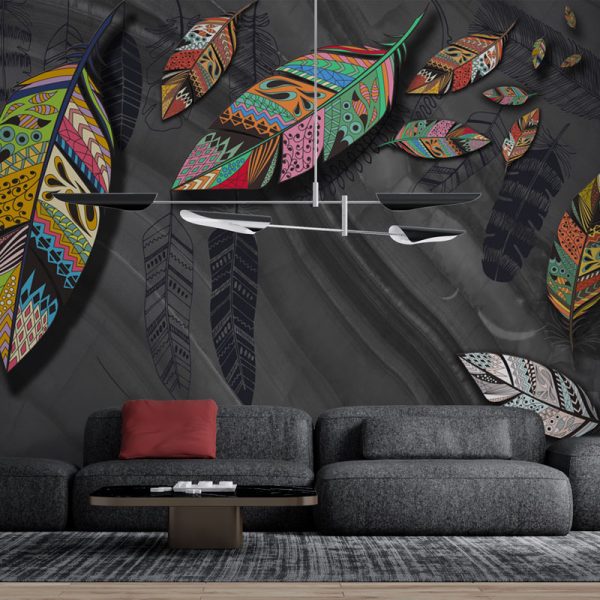 3D Large Patterned Leaves Wall Mural