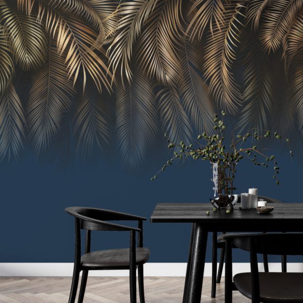 Gold Tropical Leaves Wall Mural