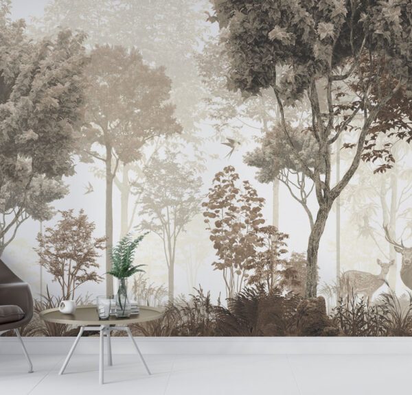 Deer In The Forest Modern Wall Mural