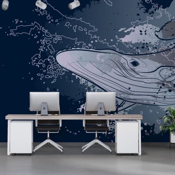 Big Whale Drawing Wall Mural