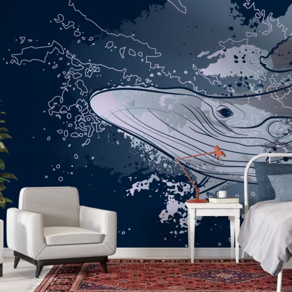 Big Whale Drawing Wall Mural