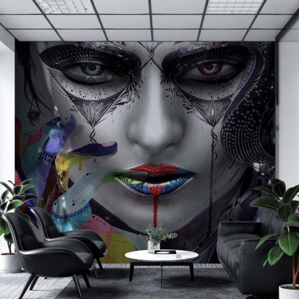 Colorful Pattern Woman Portrait Wall Mural