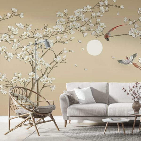 Soft Flowers And Birds 3D Wall Mural