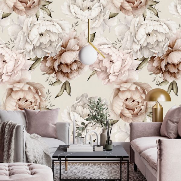 Soft Roses Cream Color Wall Mural