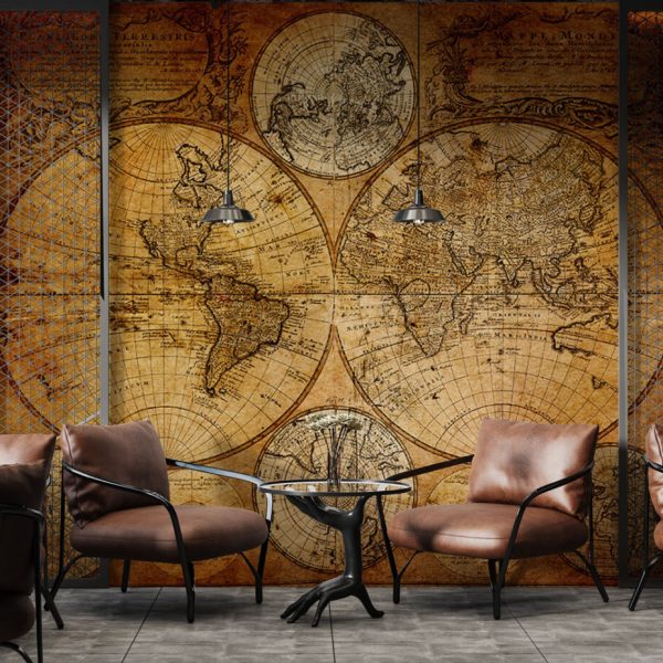Antique Vintage World Map Wall Mural