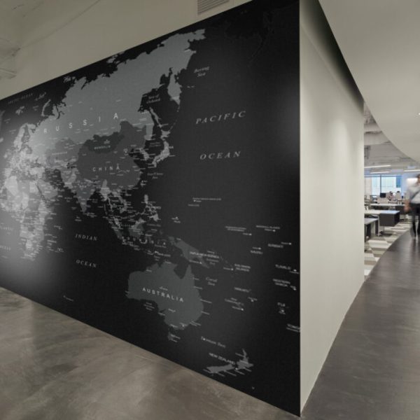 World Map With Black Background Wall Mural