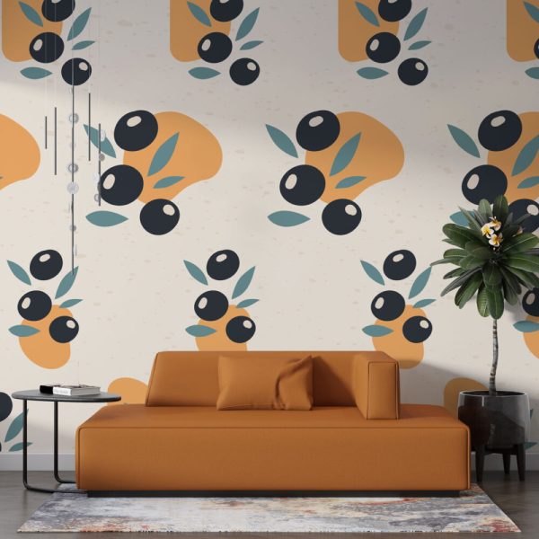 Olive Branches Pattern Wall Mural