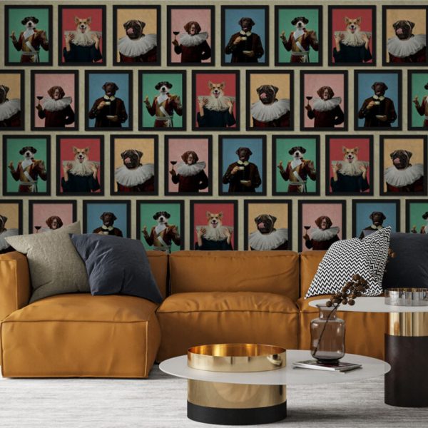 Dog Paintings Color Wall Mural