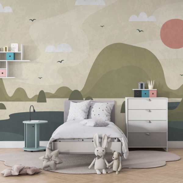 Lake And Mountain Landscape Wall Mural