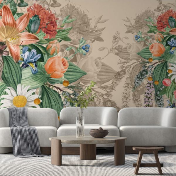 Soft Flower Bouquet Hanging Wall Mural