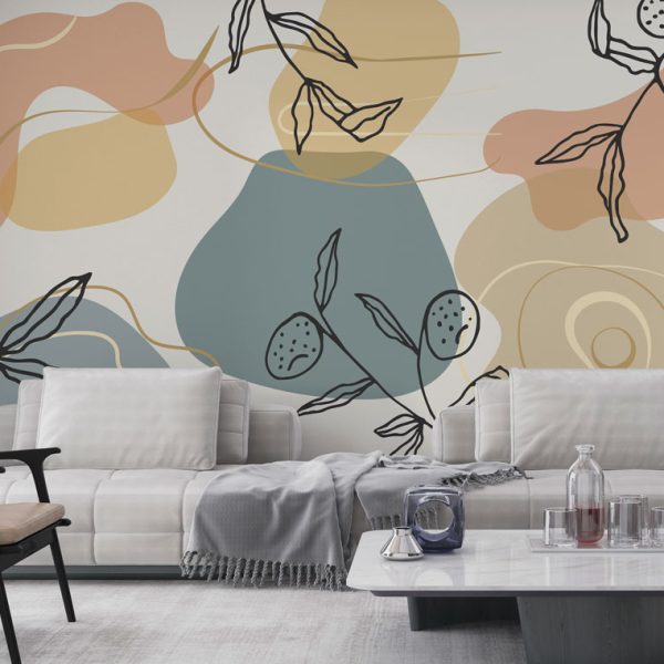 Abstrack Patterns Linear Leaves Wall Mural