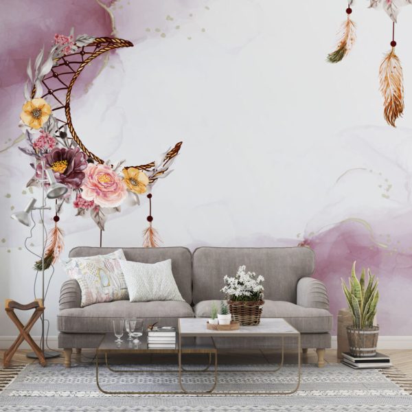Flowers Hanging From The Moon Wall Mural