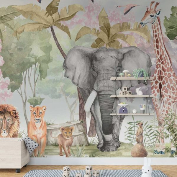 Safari Animals Vivid Colors Wall Mural