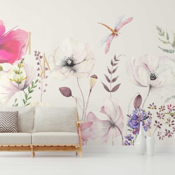 Soft Big Flowers Wall Mural