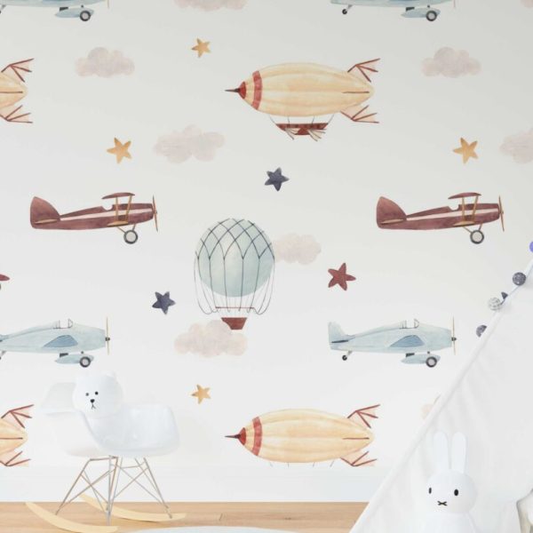 Airplane Balloons Soft Pattern Wall Mural