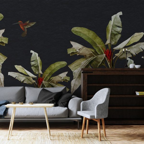 Tropical Leaves And Birds Wall Mural
