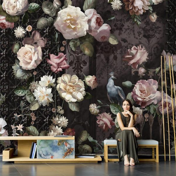 Baroque Patterns And Roses Wall Mural