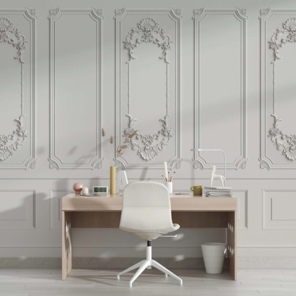 Wall Panel Look 3D White Wall Mural