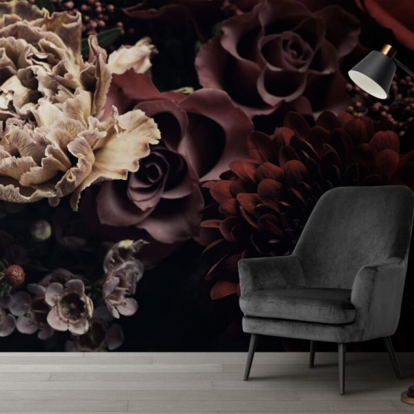 Dark Flowers 3D Wallpaper Wall Mural