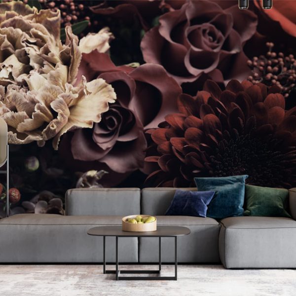 Dark Flowers 3D Wallpaper Wall Mural