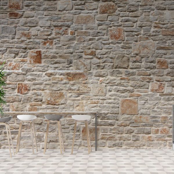 Stone Wall Look Cream Color Wall Mural
